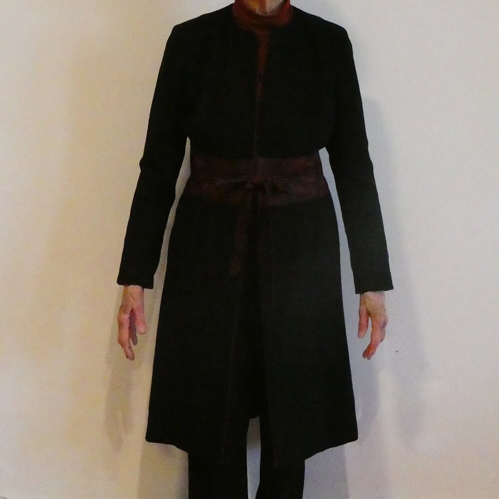 Teresa Crowninshield long black spring coat, worn once, size 2